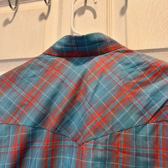 Cowgirl Legend‎ Western Women Shirt Plaid Pearl Snap Sz XL Metallic Rodeo - Picture 7 of 7
